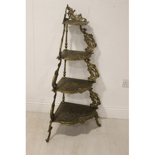 Unusual cast iron four tiered cast iron whatnot {115 cm H x ...