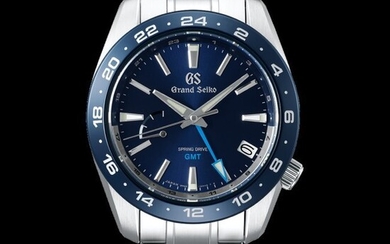 Unworn Grand Seiko SBGE255 Blue Bezel GMT Steel Watch