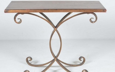 Uttermost distressed gilt painted metal console table
