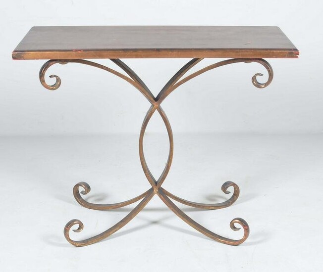 Uttermost distressed gilt painted metal console table