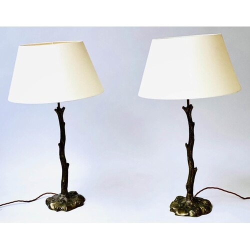 VAUGHAN TABLE LAMPS, a pair Truro twig table lamps in bronze...