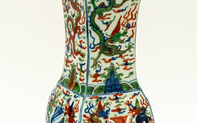 VERY LARGE CHINESE PORCELAIN VASE SHOWING MYTHICAL CREATURES