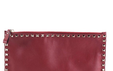 Valentino Rockstud Zip Pouch Medium in Calfskin Leather
