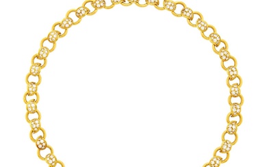 Van Cleef & Arpels Gold and Diamond Link Necklace, France