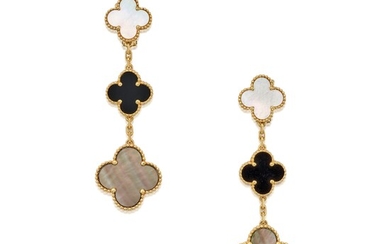 Van Cleef & Arpels Pair of Mother-of-Pearl and Onyx 'Magic Alhambra' Earclips, France