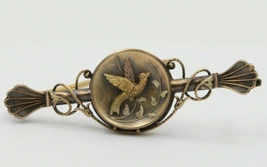 Victorian 14K Gold Swallow Bird Bar Pin, Antique Anniversary Gift...