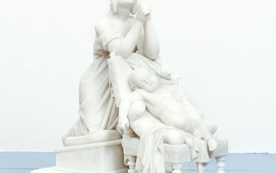 Victorian Carved Marble Mother and Child