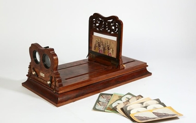 Victorian figured walnut stereoscope graphoscope
