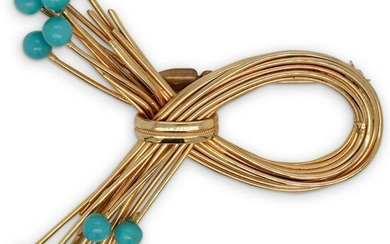 Vintage 14k Turquoise Ribbon Brooch