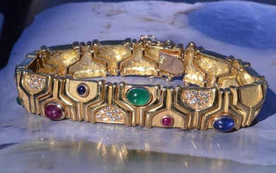 Vintage 1960's bracelet set with Ruby, Emerald