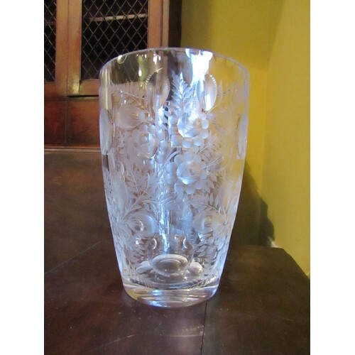 Vintage Highly Detailed French Glass Vase Cut Crystal Shaped...