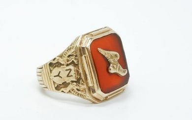 Vintage New York Athletic Club Ruby Solid Gold Ring