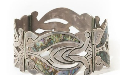 Vintage Signed Taxco silver inlaid bracelet TALLERES DE LOS BALLESTEROS