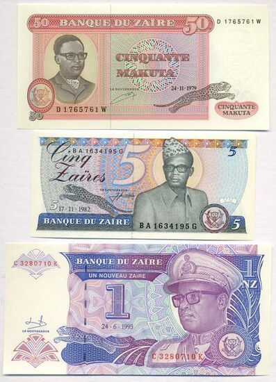 Vintage Zairean Banknotes (3)