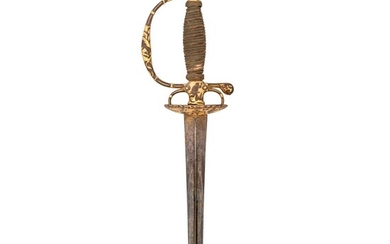 Ⓦ A FRENCH SMALL-SWORD WITH CHISELLED AND GILT IRON HILT, CIRCA 1740