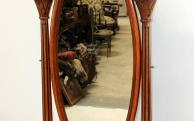 Walnut oval cheval mirror