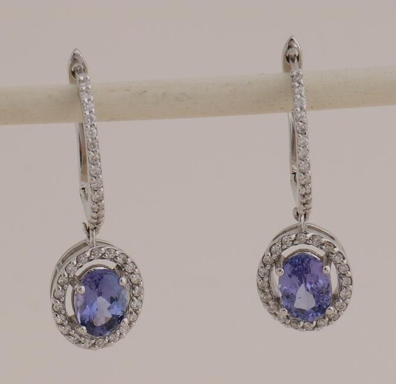 White gold earrings with tanzanite and diamond
