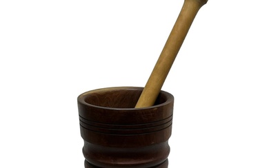 Wooden Mortar and Pestle 18"H, 10 3/4" diam. / 27"L