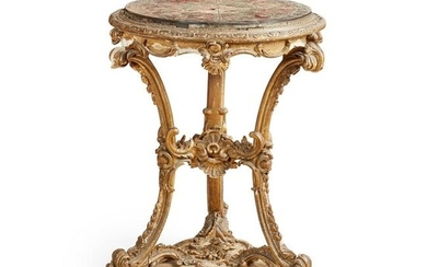 Y A CONTINENTAL GILTWOOD AND BOULLE MARQUETRY GUERIDON