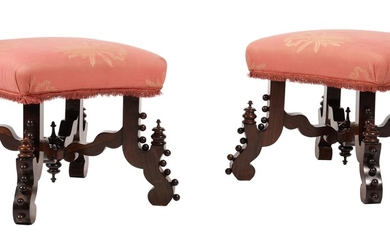 Y A pair of Victorian rosewood stools