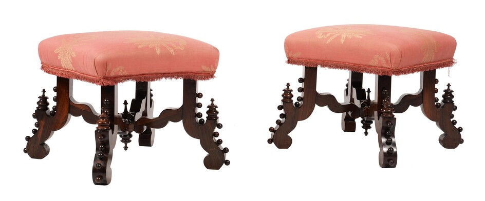 Y A pair of Victorian rosewood stools