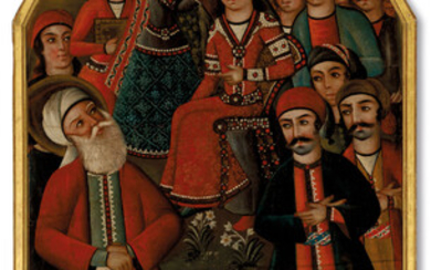 YUSUF AND HIS BROTHERS, THE PAINTING QAJAR IRAN, FIRST HALF 19TH CENTURY; THE TILES SPAIN, PROBABLY 16TH CENTURY