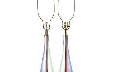 att. Fulvio Bianconi, Pair of Murano Table Lamps