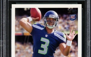 russell wilson autographed 2012 topps rookie card #165a seahawks beckett 211226