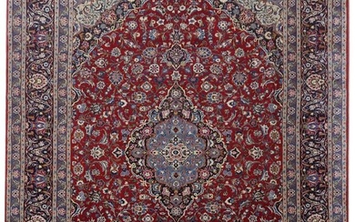 10 x 14 Red Persian Signed Kashan Rug