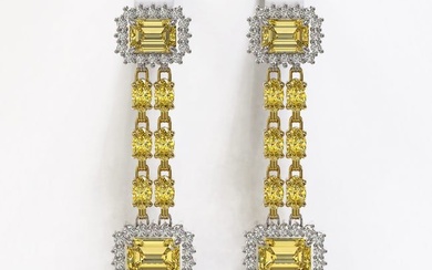 10.46 ctw Citrine & Diamond Earrings 14K Yellow Gold