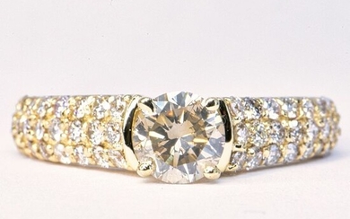 1.34 ct Natural Fancy Gray VS2 - 14 kt. Yellow gold - Ring - 0.67 ct Diamond - Diamonds