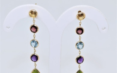 No Reserve Price - Earrings - 14 kt. Yellow gold - 10.00 tw. Citrine - Mixed gemstones