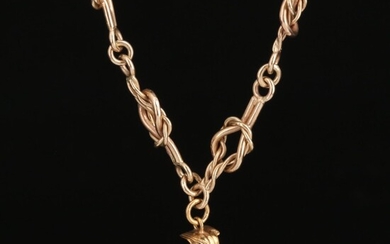 14K Articulated Rickshaw on Knotted Chain Necklace