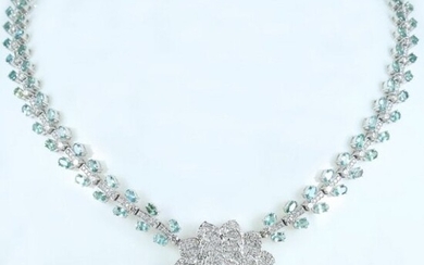 14K White Gold 22.59 Ct. Alexandrite & Diamond Necklace