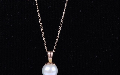 14K YELLOW GOLD PEARL LADIES NECKLACE