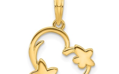 14K Yellow Gold Floral Heart Pendant