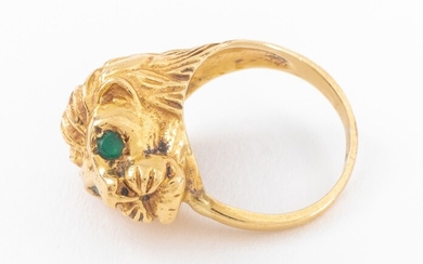 14K Yellow Gold Lion's Head Ring
