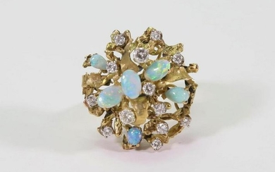 14KY Gold Opal and Diamond Ring