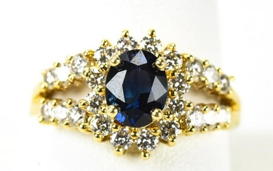 14kt Yellow Gold Diamond & Sapphire Ring