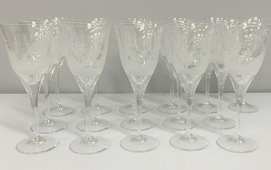 (16) SPC 2001 Hungarian Crystal Hand-Etched Goblets