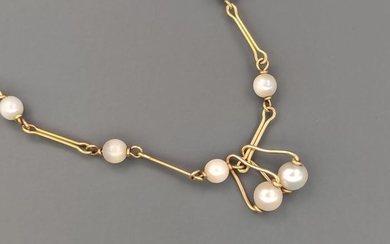 18 kt. Akoya pearls, Yellow gold, 5.40 mm - Necklace