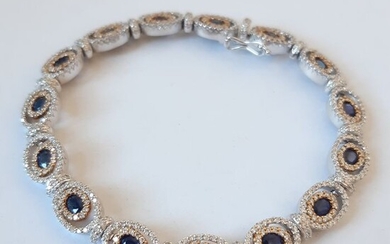 18 kt. - Bracelet Sapphire - Diamonds