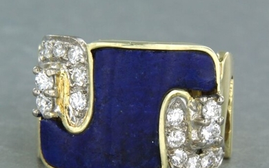 18 kt. Gold - Ring Diamond - Lapis lazuli