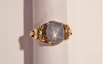 18 kt. Gold - Ring Star Sapphire
