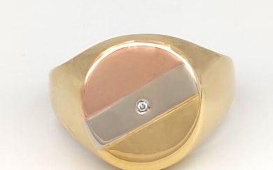 18 kt. Pink gold, White gold, Yellow gold - Ring - 0.02 ct Diamond
