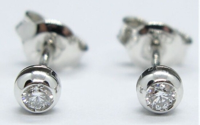 18 kt. White gold - Earrings - 0.16 ct Diamond