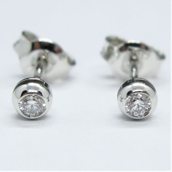 18 kt. White gold - Earrings - 0.16 ct Diamond