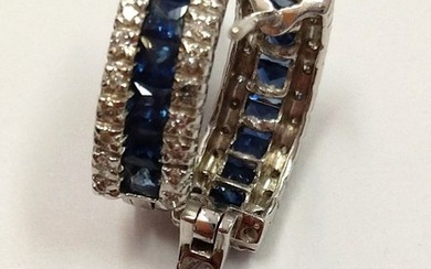 18 kt. White gold - Earrings - 1.89 ct Sapphire - Diamonds