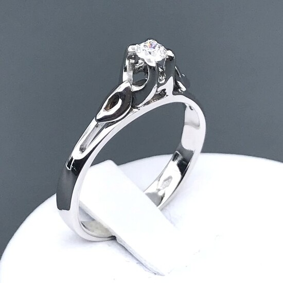 18 kt. White gold - Ring - 0.13 ct Diamond