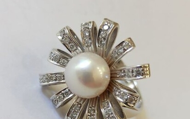 18 kt. White gold - Ring Natural Pearl